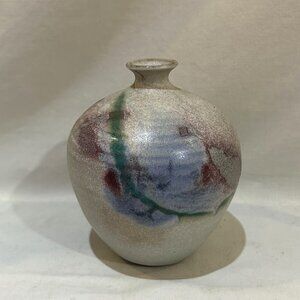 Cooper Mays North Carolina Pottery Bud Vase 4.75" Signed